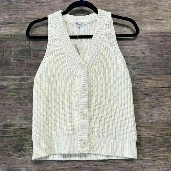 Madewell Sweaters - Madewell Cream Knit Tank Button-Down Cardigan